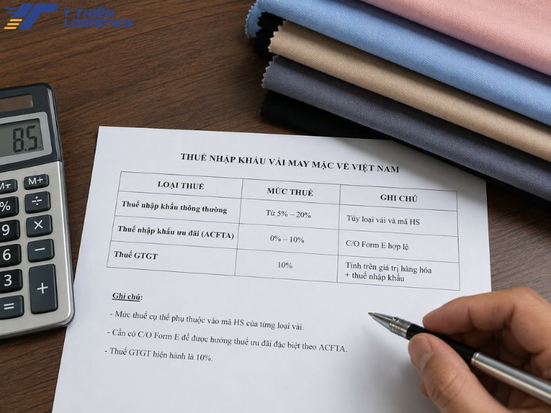 Thuế nhập khẩu vải may mặc